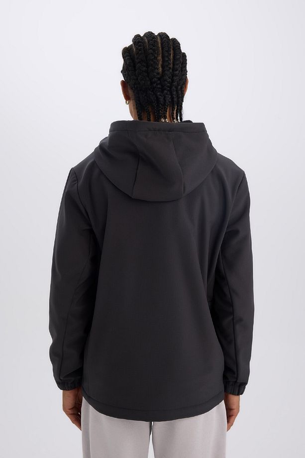 DeFactoFit Su İtici Regular Fit Kapüşonlu Fermuarlı Softshell Mont D6178AX25SP - 7