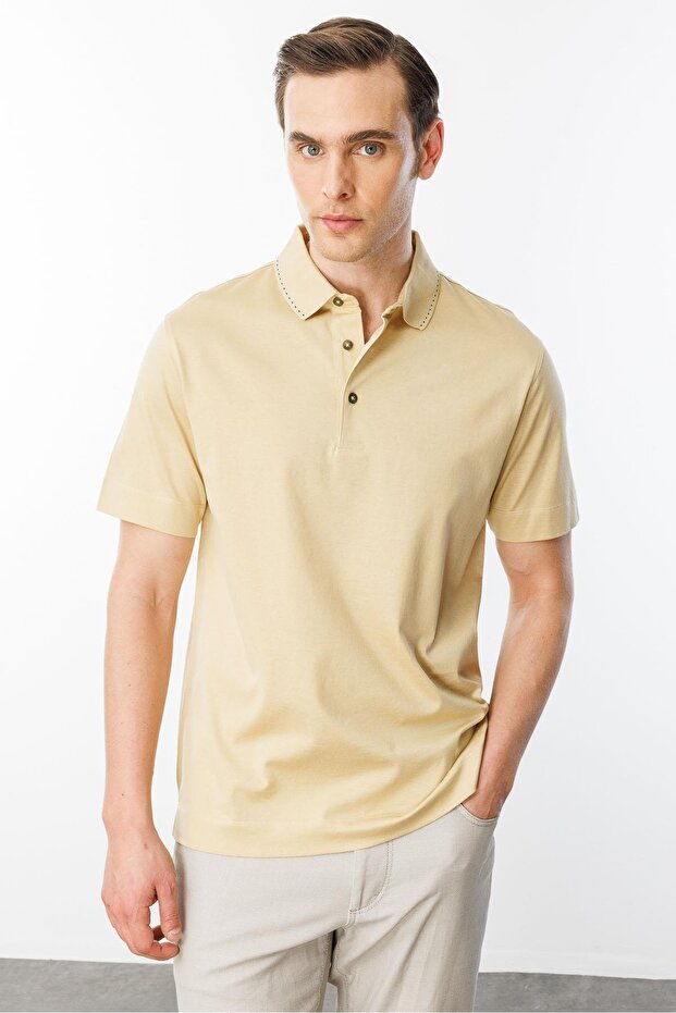 Men's Polo Neck Mercerized T-Shirt Yellow