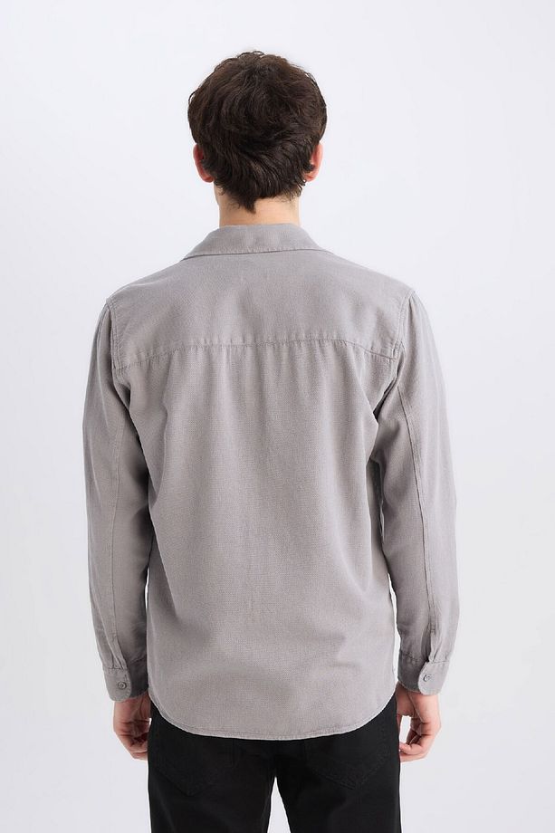 %100 Pamuk Regular Fit Basic Düz Uzun Kollu Gömlek D7406ax24au - 4