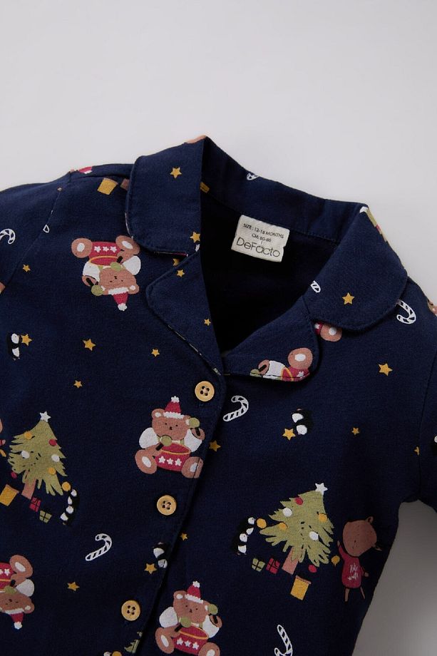 Erkek Bebek Pijama Takımı Yılbaşı Temalı Uzun Kollu Üst Beli Lastikli Uzun Alt D7144a524wn - 3