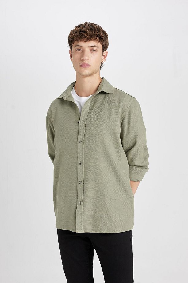 %100 Pamuk Regular Fit Basic Düz Uzun Kollu Gömlek D7397ax24au - 4