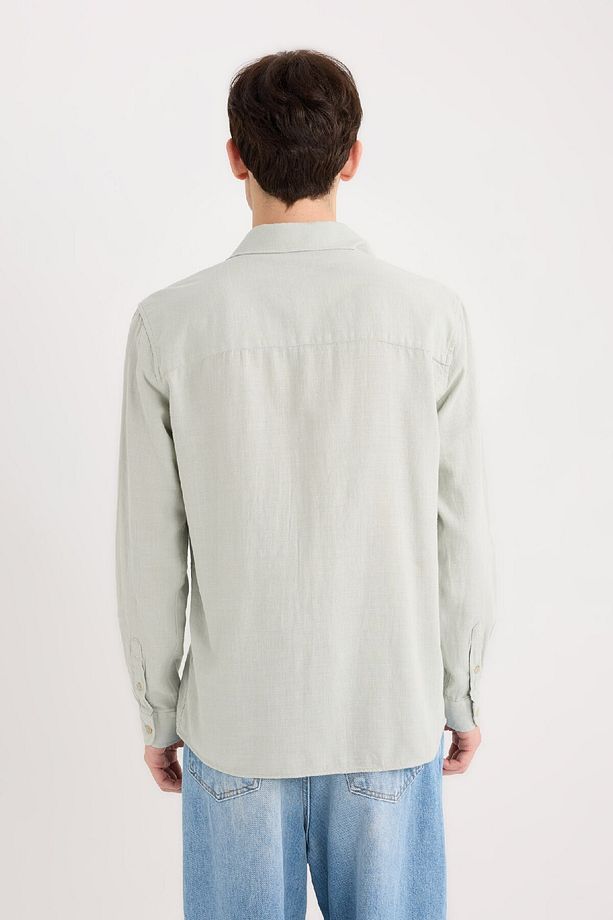 %100 Pamuk Regular Fit Basic Düz Uzun Kollu Gömlek D7079ax25sp - 6