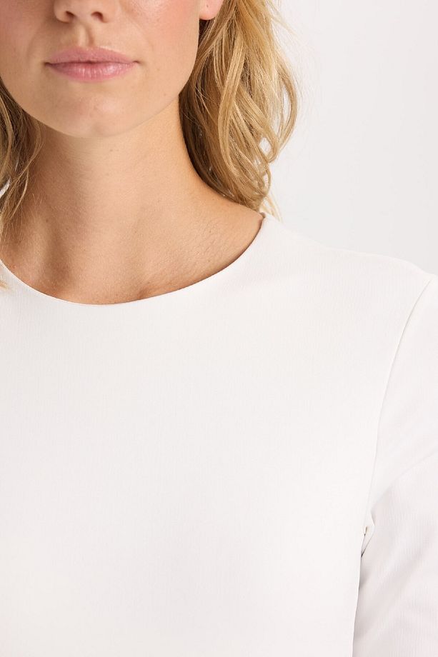 Regular Fit Bisiklet Yaka Basic Düz Yarım Kollu Çıtçıtlı Body D6915ax24au - 5