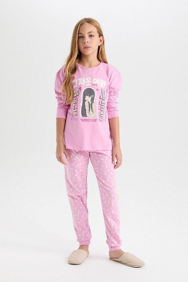 Kız Çocuk Pijama Takımı Baskılı Uzun Kollu Üst Uzun Alt D8191a8ns - 1