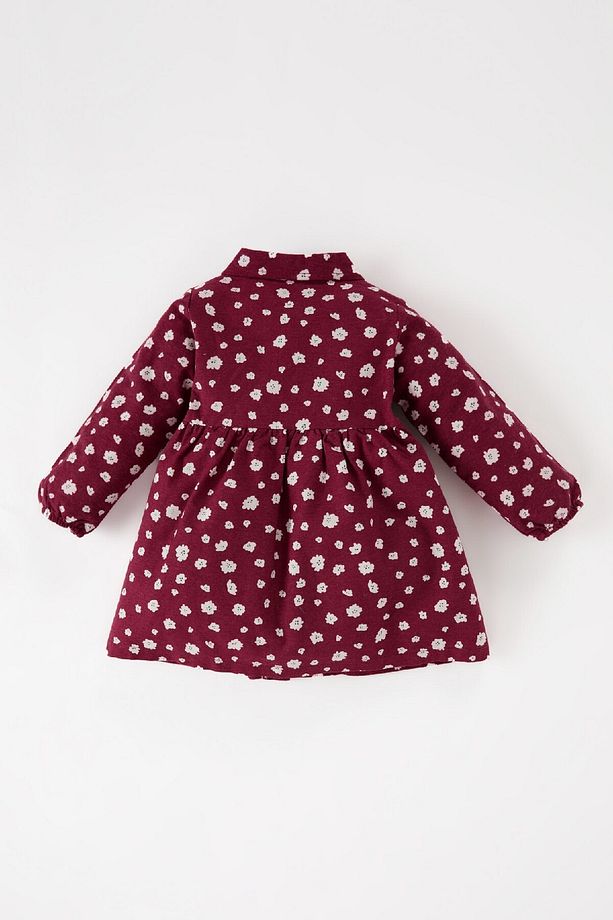 Kız Bebek Çiçekli Uzun Kollu Pazen Elbise D7428A524WN - 5