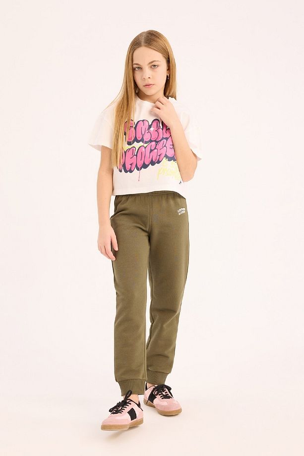 Kız Çocuk Beli Paçası Lastikli Baskılı Jogger Eşofman Altı D7011a824wn - 1