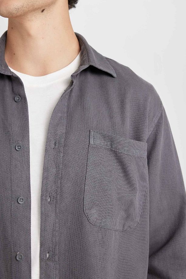 %100 Pamuk Regular Fit Basic Düz Uzun Kollu Gömlek D7406ax24au - 5