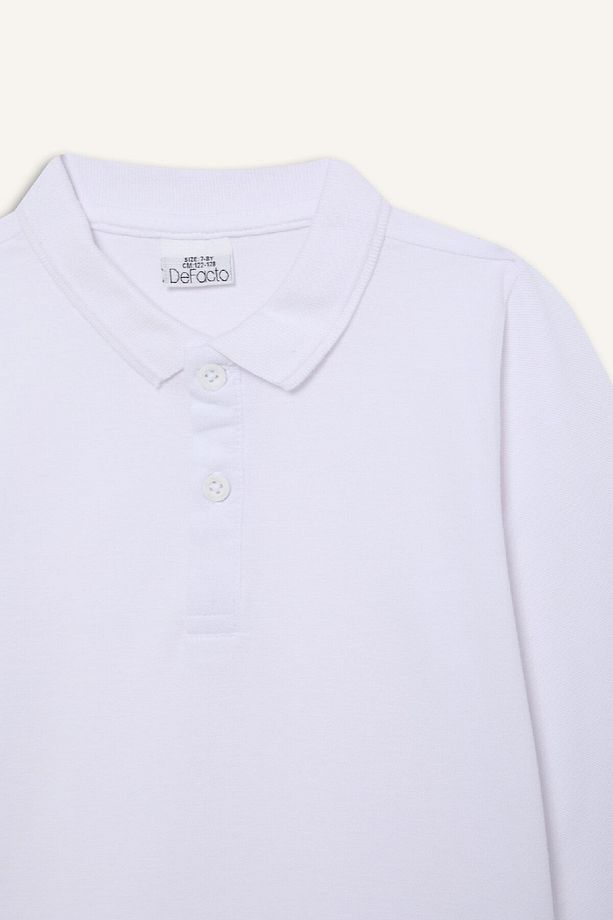 Erkek Çocuk Pike Basic Düz Uzun Kollu Polo Tişört L0288A625SP - 8