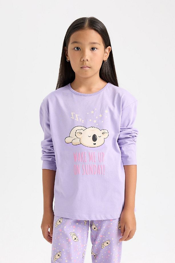 Kız Çocuk Pijama Takımı Baskılı Uzun Kollu Üst Uzun Alt D8196a8ns - 3