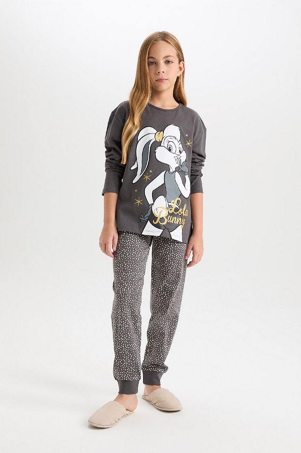 Kız Çocuk Pijama Takım Looney Tunes Uzun Kollu Üst Beli Lastikli Uzun Alt D6657a824wn - 1
