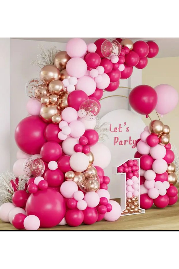 Pink Fuchsia Rose Chrome Transparent Sequin Balloon Chain Set of 100