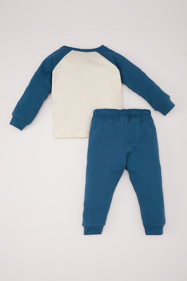 Erkek Bebek Pijama Takımı Dinazor Baskılı Uzun Kollu Üst Beli Lastikli Uzun Alt D7150A524WN - 4