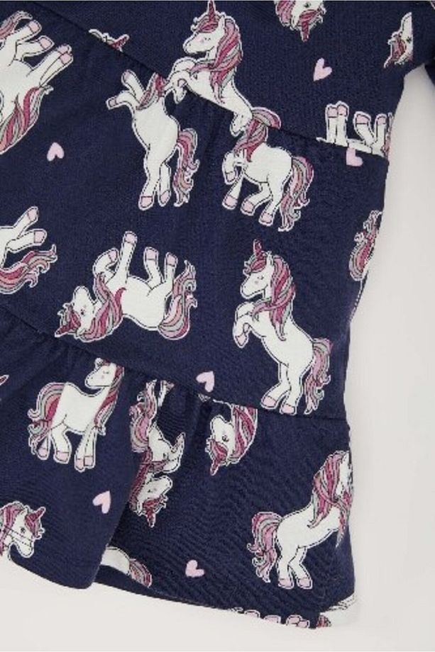 Kız Bebek Unicorn Baskılı Uzun Kollu Sweat Elbise D5632A524WN - 3