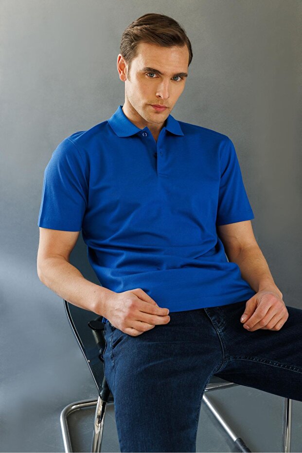 Men's Polo Neck Pique Mercerized T-Shirt A.Parlement