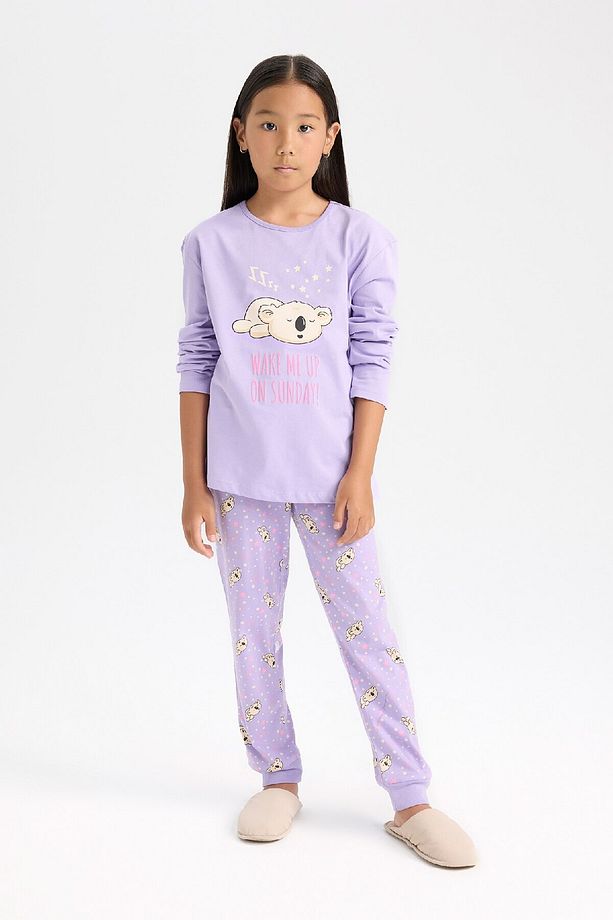 Kız Çocuk Pijama Takımı Baskılı Uzun Kollu Üst Uzun Alt D8196a8ns - 1