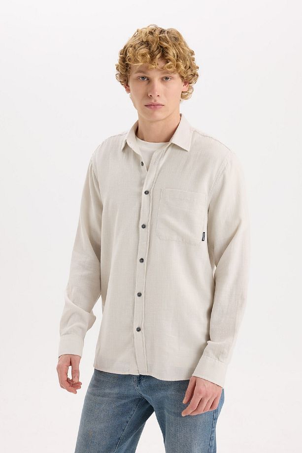 %100 Pamuk Regular Fit Basic Düz Uzun Kollu Gömlek D7079ax25sp - 4