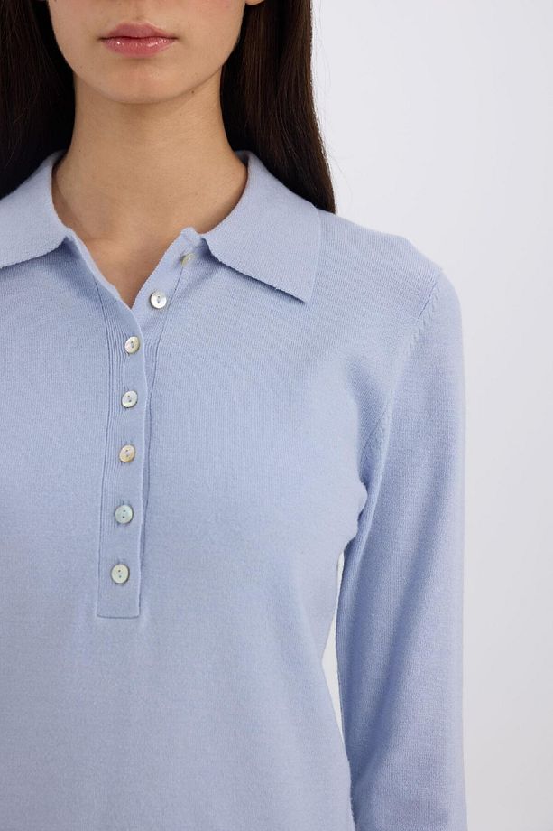Regular Fit Polo Yaka Basic Düz Triko Kazak D6259AX25SP - 5