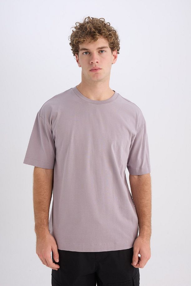 %100 Pamuk Boxy Fit Bisiklet Yaka Basic Düz Kısa Kollu Tişört D6070ax25sp - 1