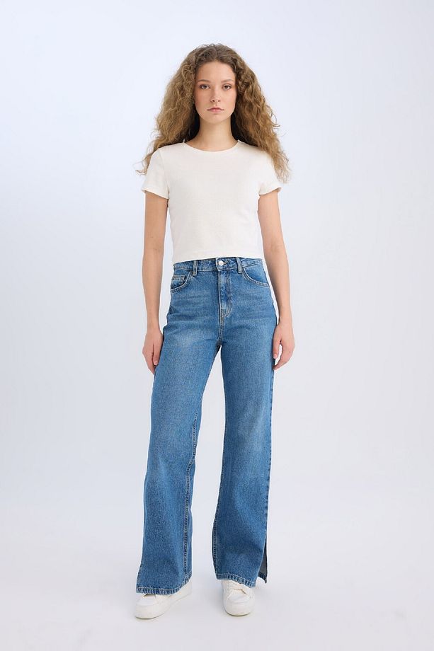 90s Wide Leg Yüksek Bel Düz Paça Uzun Jean Kar Yıkamalı Pantolon D7983ax25sp - 2