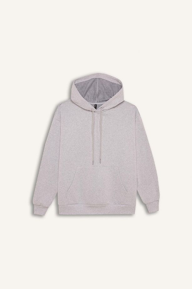 Relax Fit Kapüşonlu Kanguru Cepli Kalın Basic Düz Sweatshirt W8071az24wn - 8