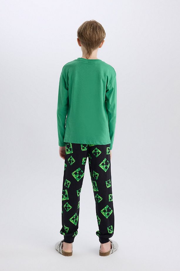 Erkek Çocuk Minecraft Pijama Takımı Bisiklet Yaka Uzun Kollu Üst Beli Lastikli Uzun Alt D7817a825sp - 6