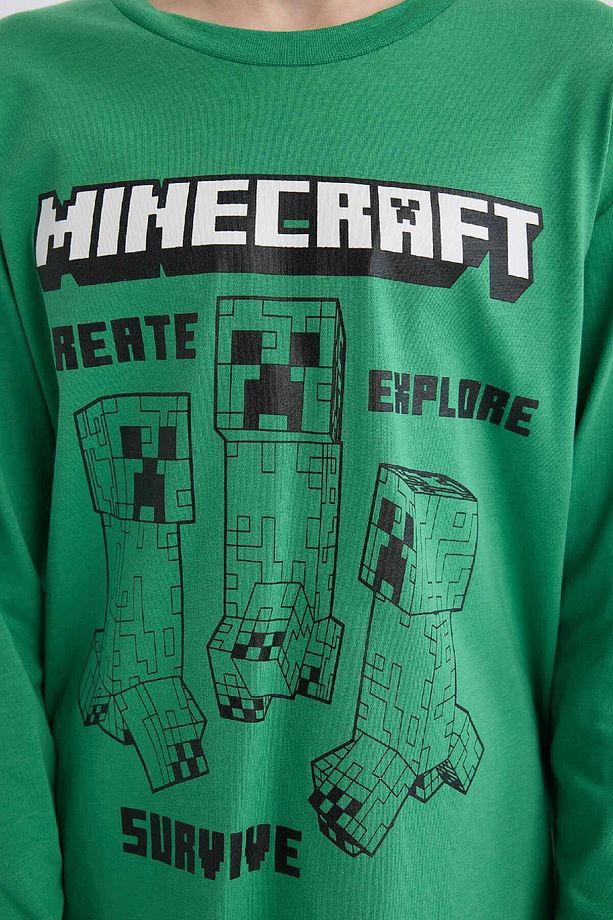Erkek Çocuk Minecraft Pijama Takımı Bisiklet Yaka Uzun Kollu Üst Beli Lastikli Uzun Alt D7817a825sp - 4