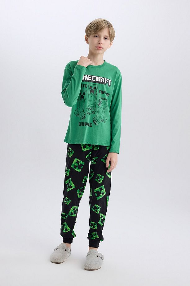 Erkek Çocuk Minecraft Pijama Takımı Bisiklet Yaka Uzun Kollu Üst Beli Lastikli Uzun Alt D7817a825sp - 3