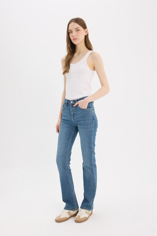 Yüksek Bel Geniş Paça Jean Pantolon D7972AX25SP - 2
