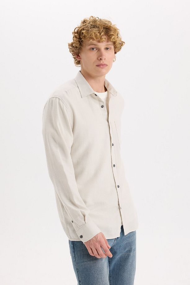 %100 Pamuk Regular Fit Basic Düz Uzun Kollu Gömlek D7079ax25sp - 3