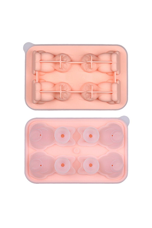 Pink 1PC 3D Cat Ice Block Mold Easy to Release Silicone Ice Hockey Device Household Kitchen Ice Maki