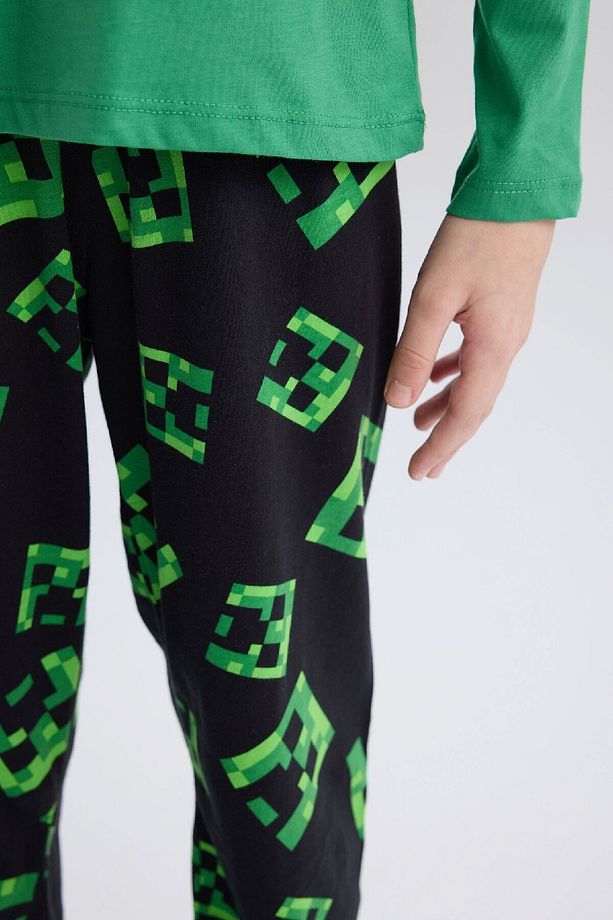 Erkek Çocuk Minecraft Pijama Takımı Bisiklet Yaka Uzun Kollu Üst Beli Lastikli Uzun Alt D7817a825sp - 5