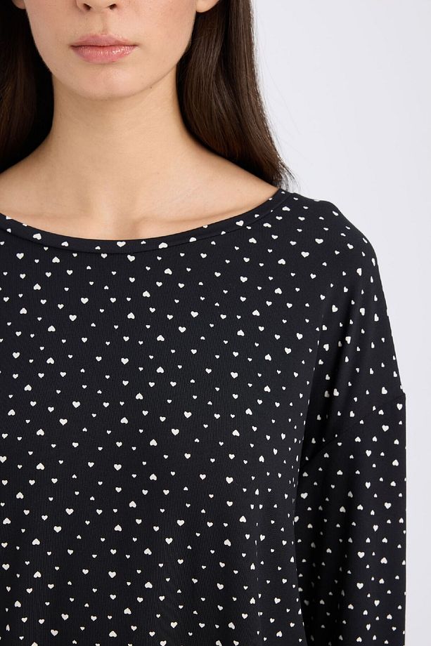 Pijama Takımı Softshell Uzun Kollu Üst Beli Lastikli Uzun Alt-fall In Love D9183ax24wn - 5