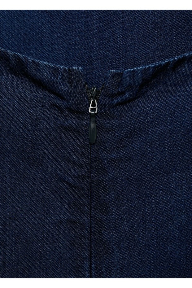 Denim görünümlü uzun tulum - 6