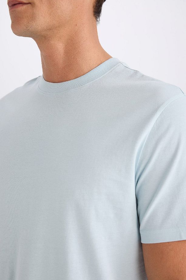 %100 Pamuk New Regular Fit Bisiklet Yaka Basic Düz Kısa Kollu Tişört V7699az25sp - 5
