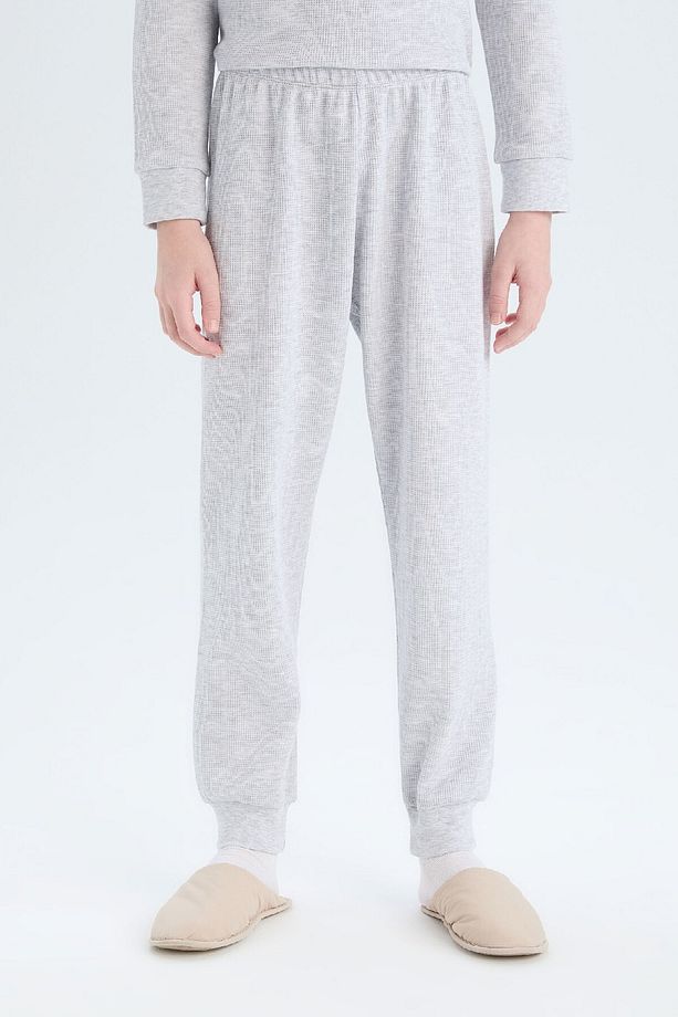 Erkek Çocuk Pijama Takımı Waffle Bisiklet Yaka Uzun Kollu Üst Beli Lastikli Uzun Alt D9977a825sp - 6