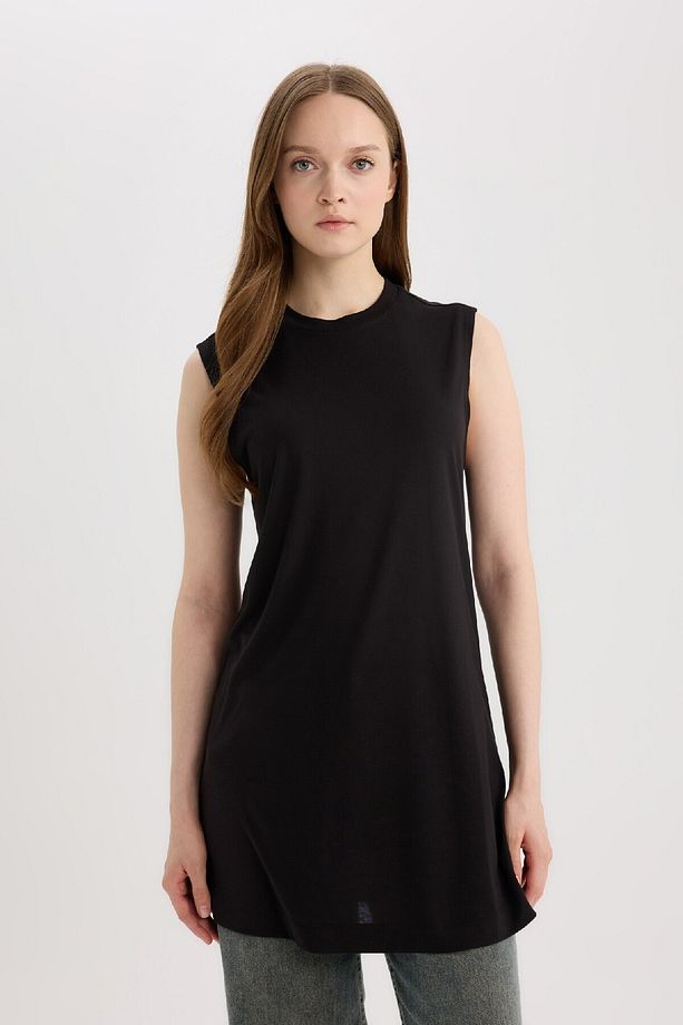 Regular Fit Bisiklet Yaka Kolsuz Siyah Tunik A8352ax25sp - 4