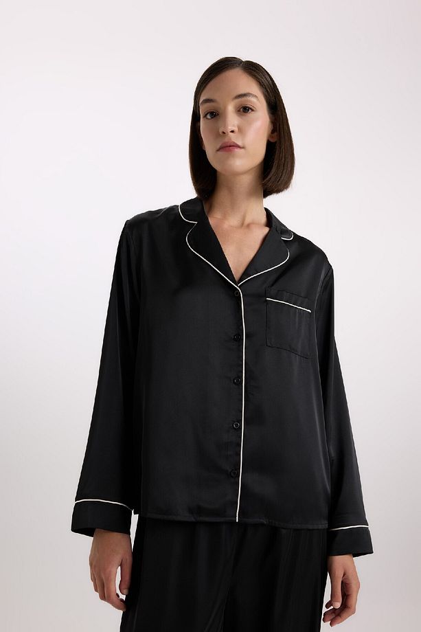 Pijama Takımı Saten Uzun Kollu Üst Uzun Esnek Belli Alt-fall In Love C9444ax25sp - 5