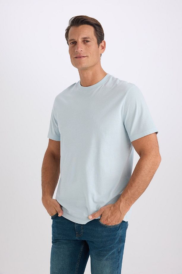 %100 Pamuk New Regular Fit Bisiklet Yaka Basic Düz Kısa Kollu Tişört V7699az25sp - 4