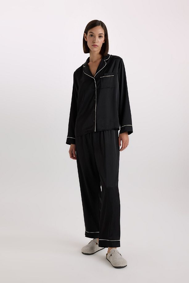 Pijama Takımı Saten Uzun Kollu Üst Uzun Esnek Belli Alt-fall In Love C9444ax25sp - 2