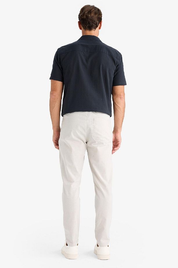 %100 Pamuk Keten Görünümlü Yazlık Jogger Pantolon Dar Paça Beli Bağcıklı Lastikli Cepli Z6475az25sp - 6