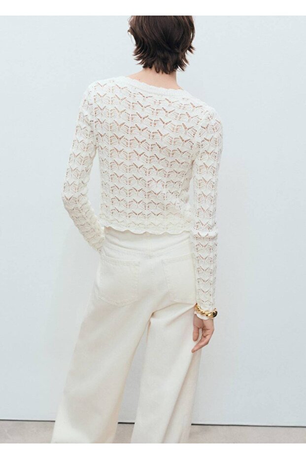 Geknüpfte Strickjacke mit Bindeband - 4