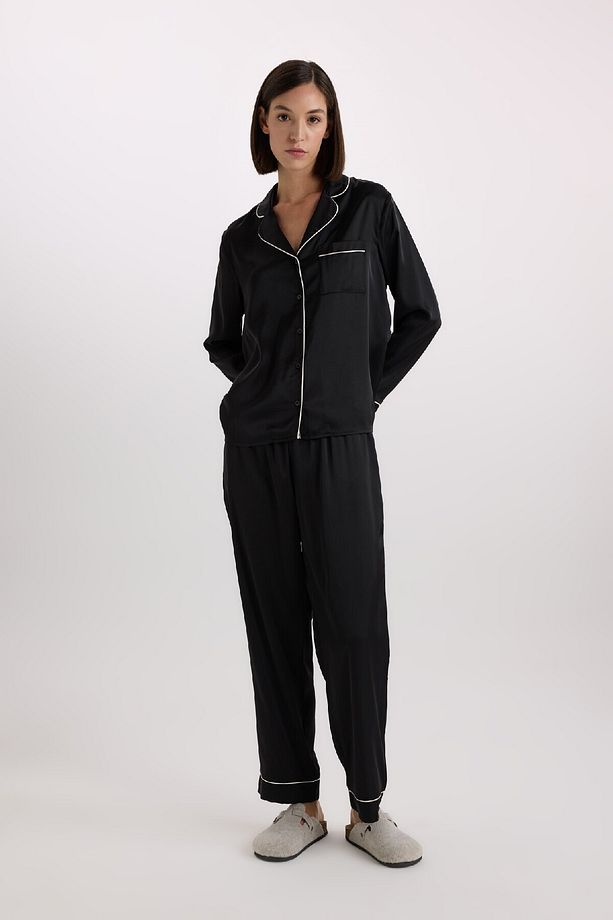 Pijama Takımı Saten Uzun Kollu Üst Uzun Esnek Belli Alt-fall In Love C9444ax25sp - 3