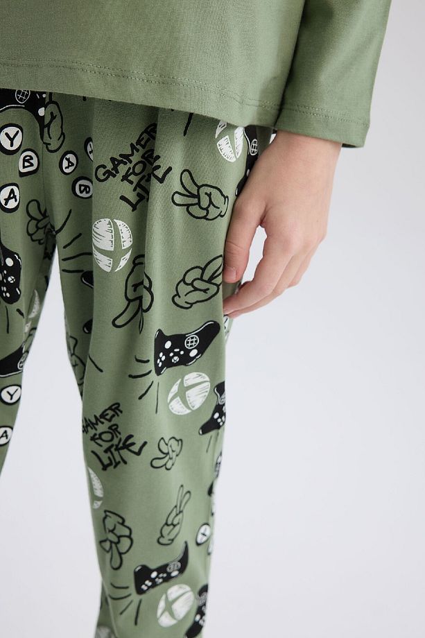 Erkek Çocuk Xbox Pijama Takımı Bisiklet Yaka Uzun Kollu Üst Beli Lastikli Uzun Alt D8445A824WN - 5