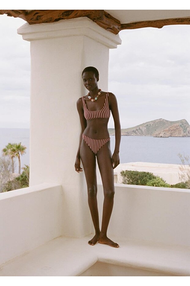 Çizgili Ribana Bikini Üstü - 2