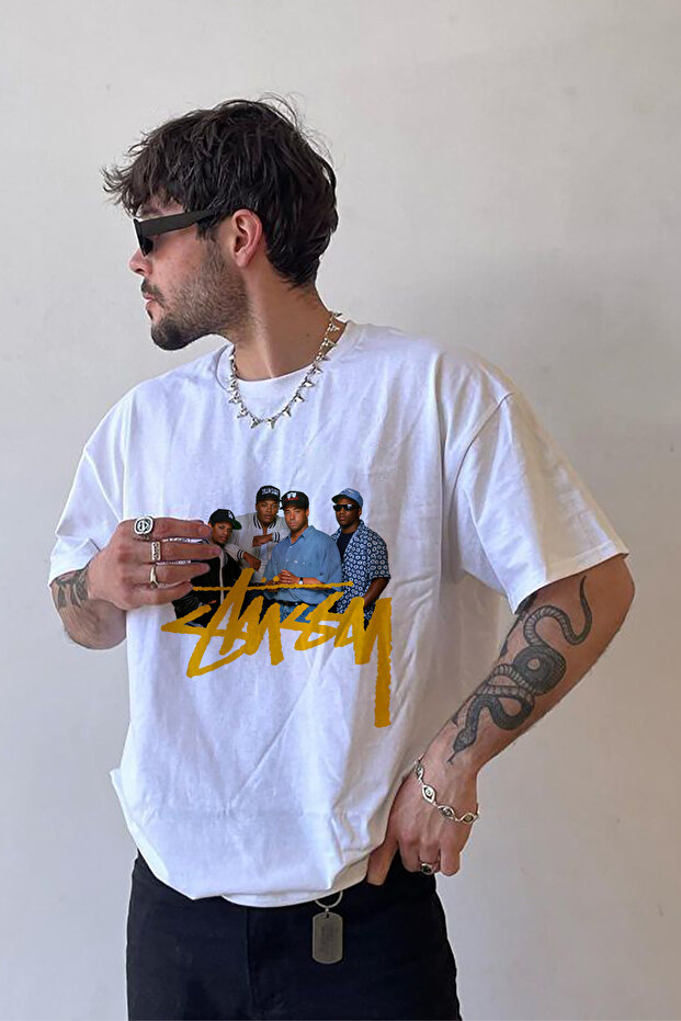 تي شيرت كبير الحجم مطبوع للجنسين من ST Eazy-E Compton
