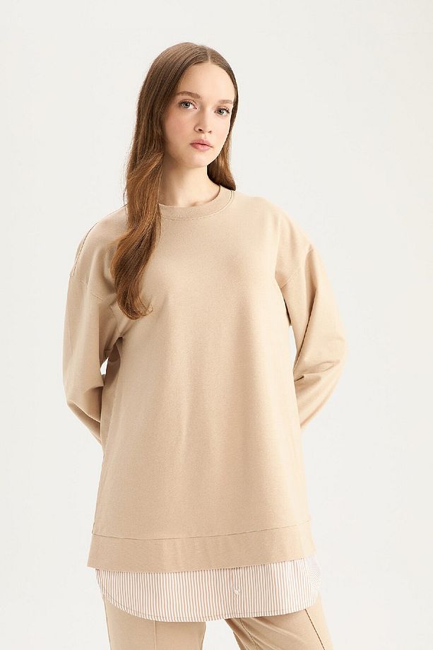Regular Fit Bisiklet Yaka Basic Düz Sweatshirt Tunik A9529ax25sp - 3