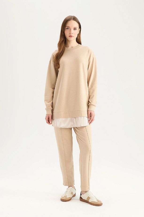 Regular Fit Bisiklet Yaka Basic Düz Sweatshirt Tunik A9529ax25sp - 2