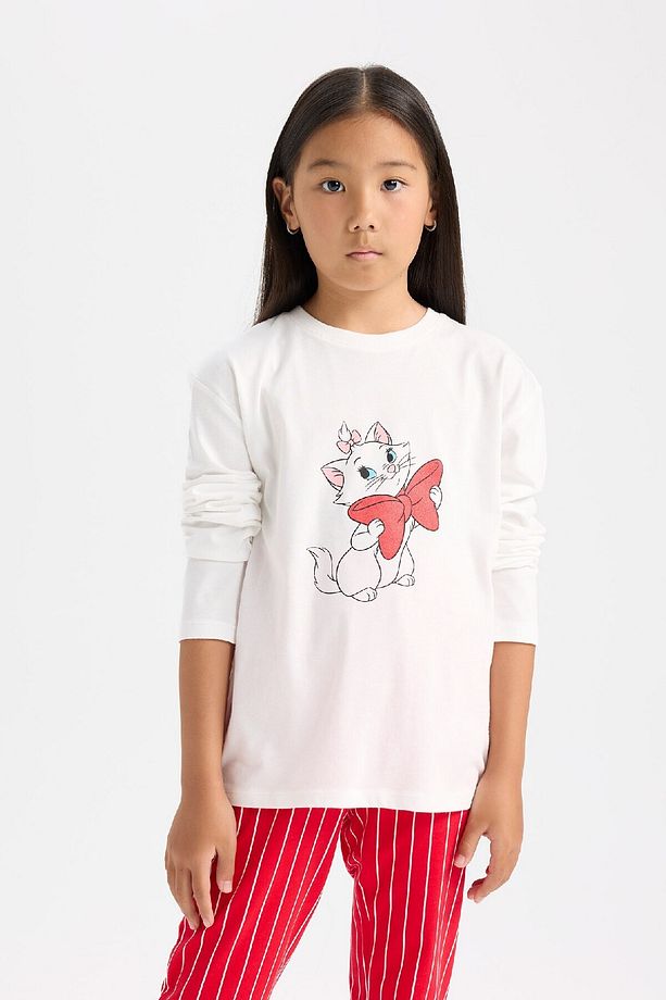 Kız Çocuk Aristocats  Pijama Takımı Uzun Kollu Üst Beli Lastikli Uzun Alt D9833A824WN - 3