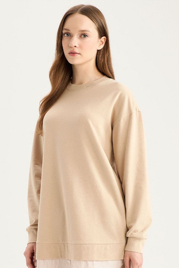 Regular Fit Bisiklet Yaka Basic Düz Sweatshirt Tunik A9529ax25sp - 1