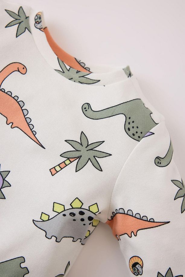 Erkek Bebek Pijama Takımı Dinazor Baskılı Uzun Kollu Üst Beli Lastikli Uzun Alt D9070A525SP - 5